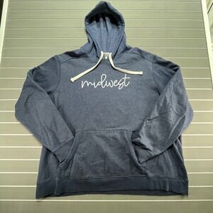 DISTRICT Recycled Cotton Polyester Midwest Graphic Hoodie Sweatshirt 4XL Blue